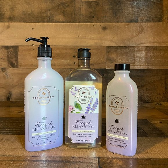 3-Piece Bath & Body Works Aromatherapy Steeped Relaxion Lavender Mint Set